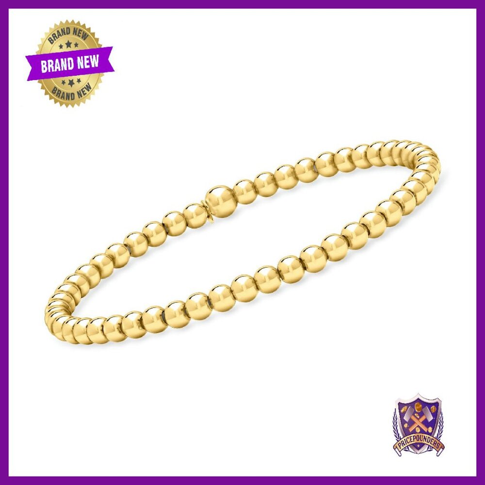Italian 18kt Gold Vermeil Bead Stretch Bracelet 8 Inch